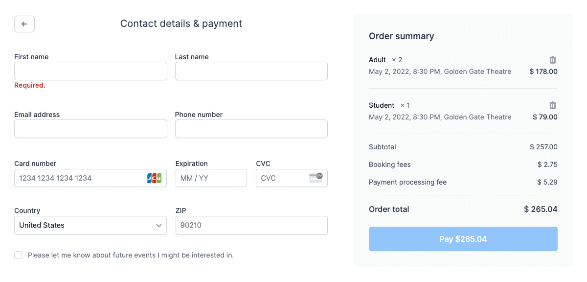 Mighty checkout interface