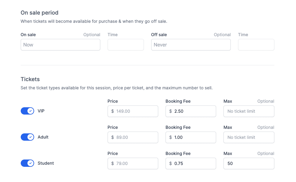 Mighty fees interface